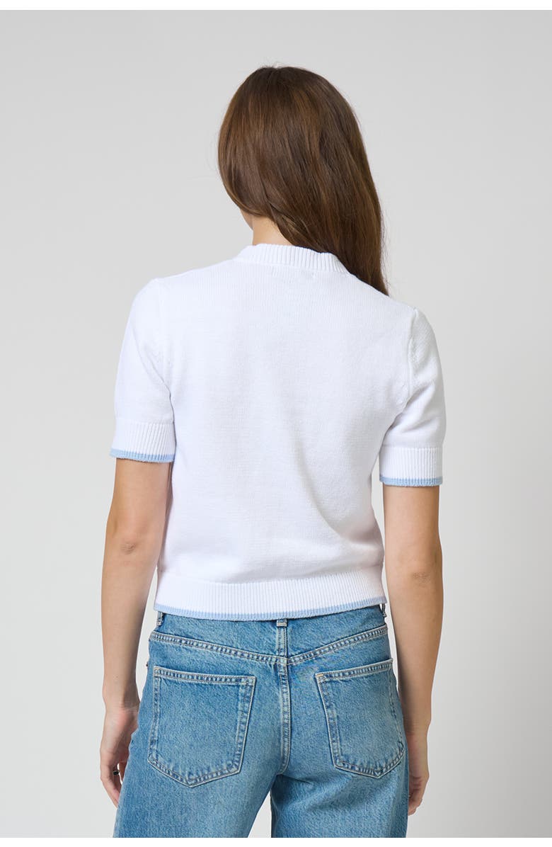 Central Park West Birdie Lace Up Tee, Alternate, color, White Multi