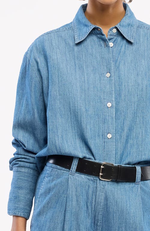 Another Tomorrow Chambray Shirt In Medium Blue