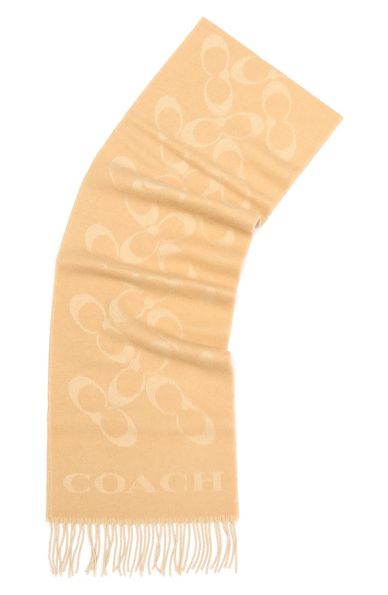 COACH Bias Signature C Wool & Cashmere Muffler Scarf, Alternate, color, 