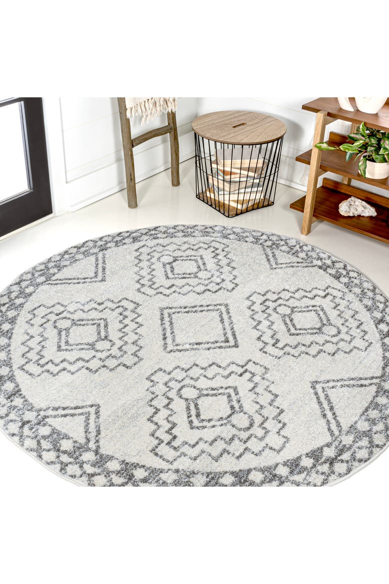 Amir Moroccan Beni Souk Round Area Rug, Alternate, color, Cream/Gray
