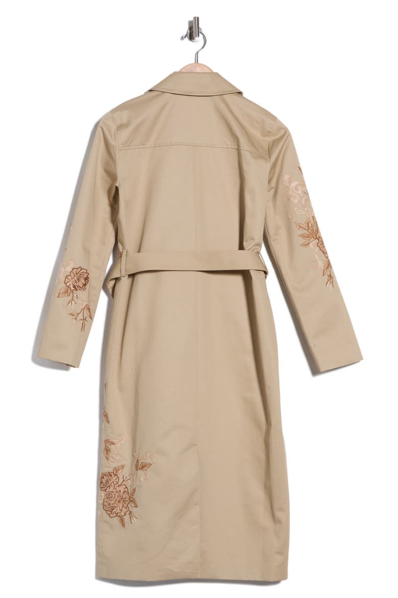 Venus Trench Coat, Alternate, color, TAN KHAKI/ ECRU EMBRIODERY