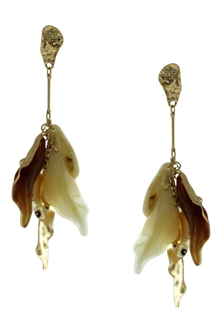 Renata Petal Drop Earrings, Main, color, GOLD / BROWN / BEIGE