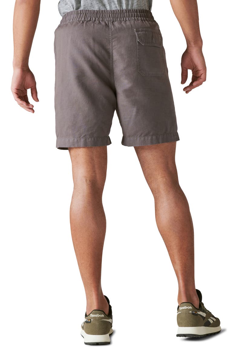 Drawstring Waist Cotton & Linen Short, Alternate, color, BLACKENED