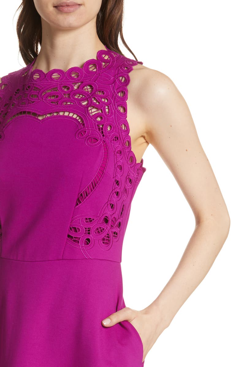 Ted Baker London Embroidered Skater Dress, Alternate, color,