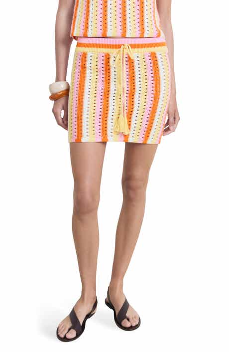 MANGO Stripe Crochet Skirt