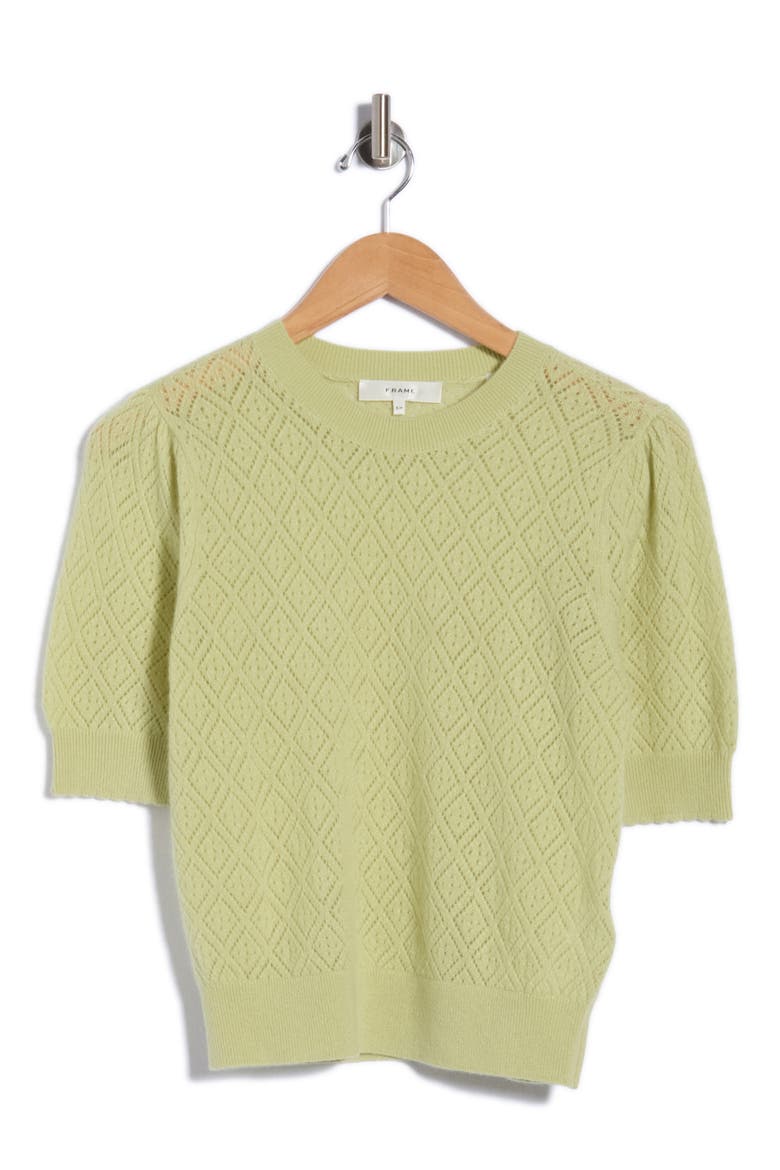 The Delicate Cashmere Short Sleeve Sweater, Main, color, SOFT LIME