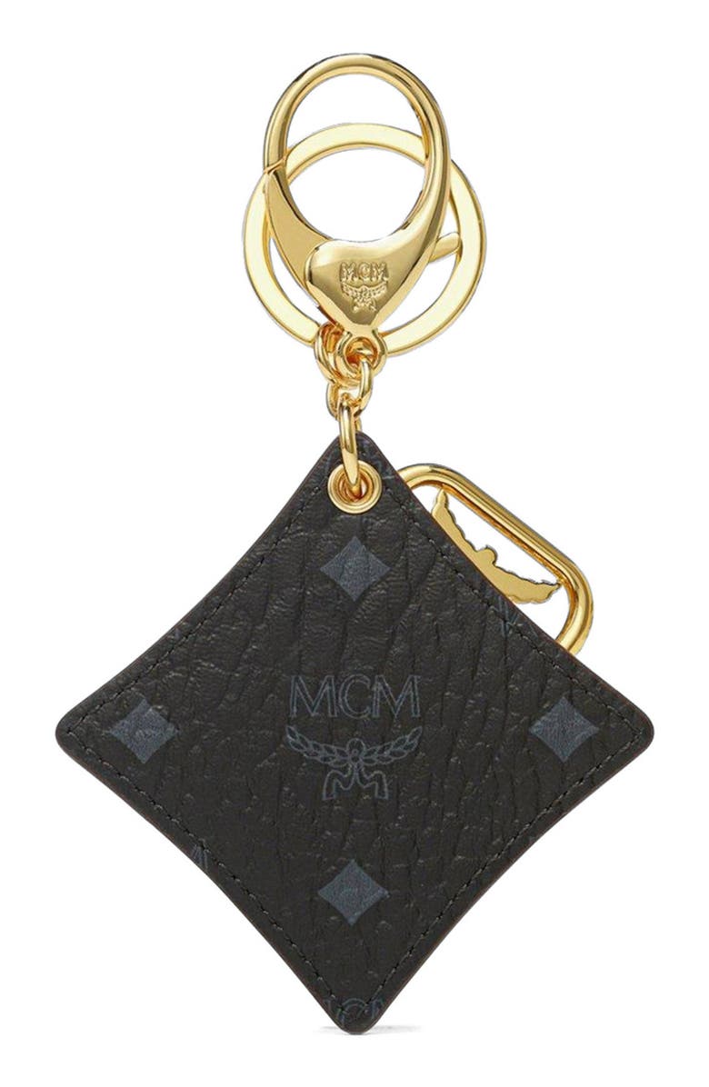 MCM Aren Bicolor Diamond Key Charm in Visetos, Alternate, color, 