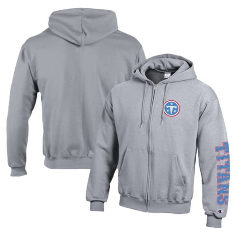 Men's Champion Heather Gray Tennessee Titans Powerblend Fleece Full-Zip Hoodie