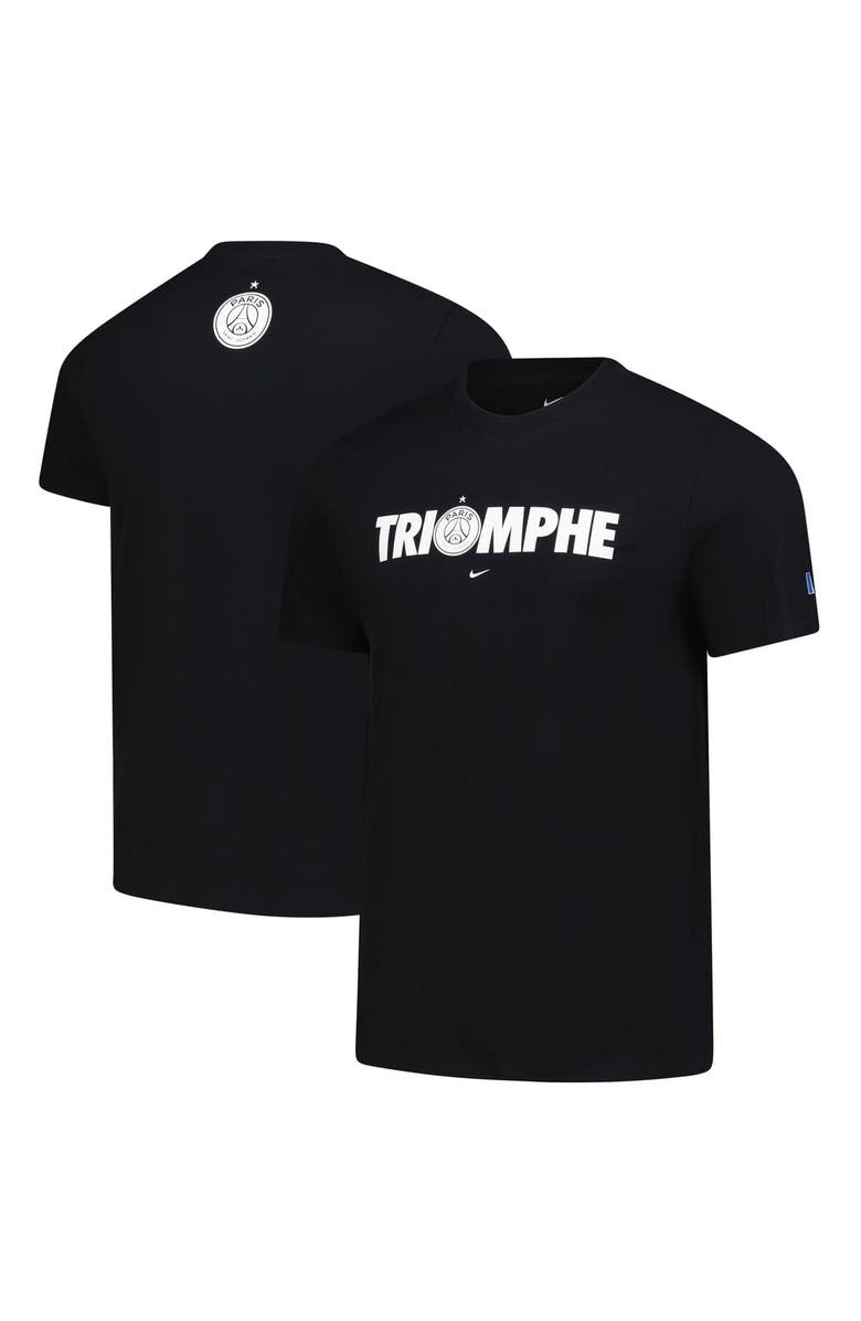 Nike Men's Nike Black Paris Saint-Germain 2025 Champions of Europe Triomphe T-Shirt, Main, color, Black