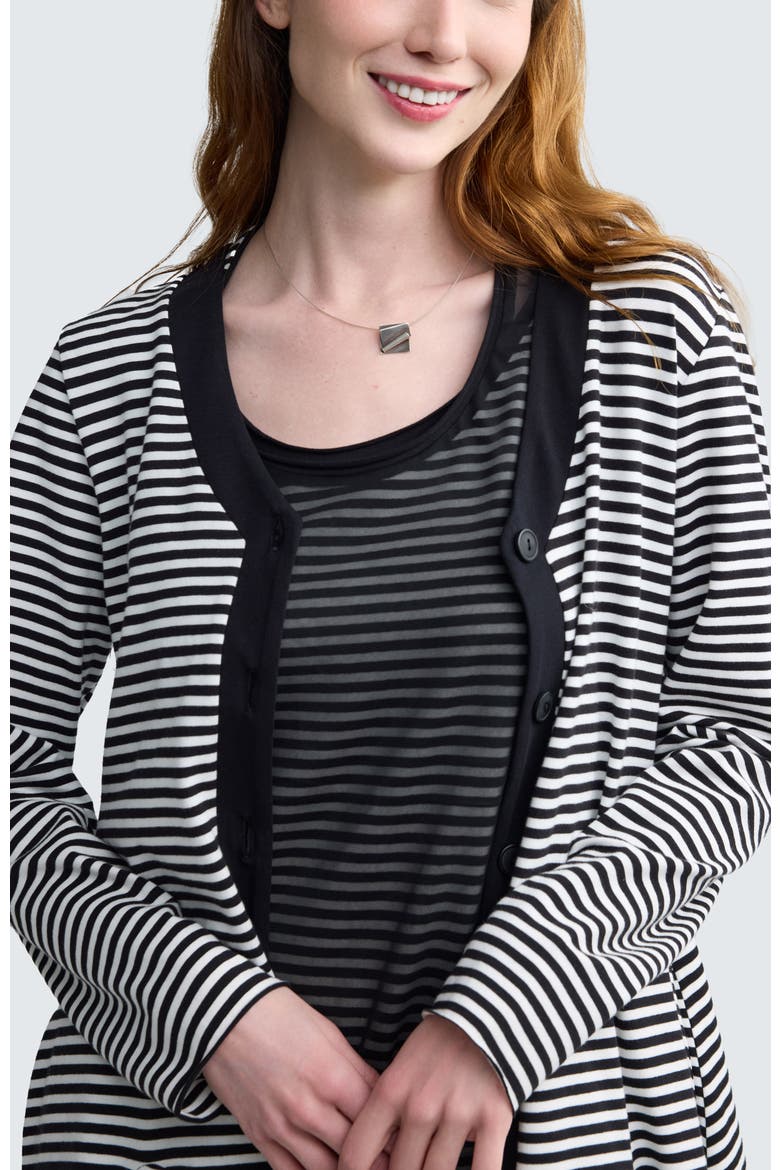 Elonie Striped Balloon Jacket, Alternate, color, Black Strip