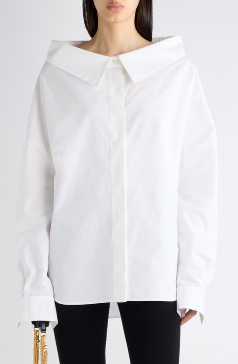 Oversize Stola Off the Shoulder Cotton Shirt
