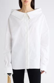 Balenciaga Oversize Stola Off the Shoulder Cotton Shirt
