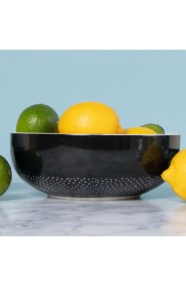 Totalee Gift Dot Patterned Serving Bowl Ceramic Black, Alternate, color,