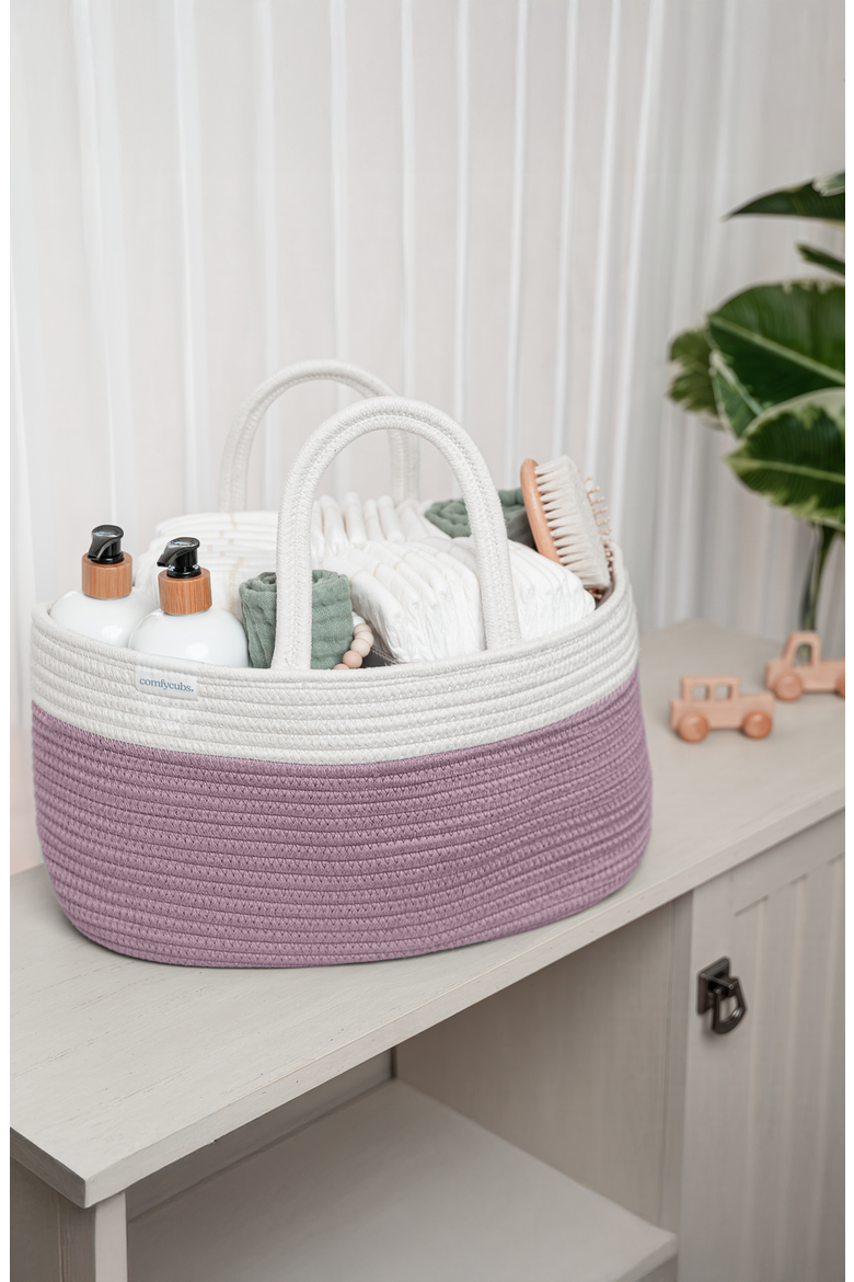 Rope Diaper Caddy, Alternate, color, Mauve