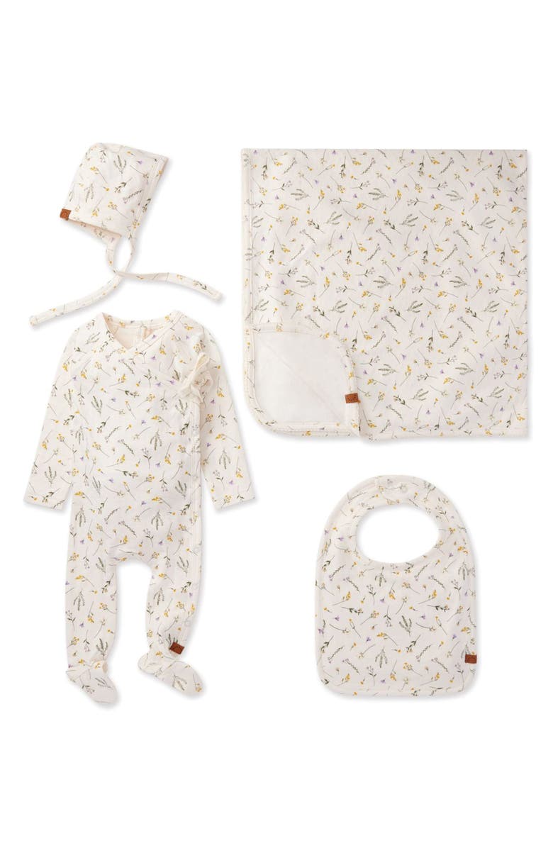 MiniMoi 4 Piece Baby Rayon Blend Pointelle Footie Set, Main, color, Winter White