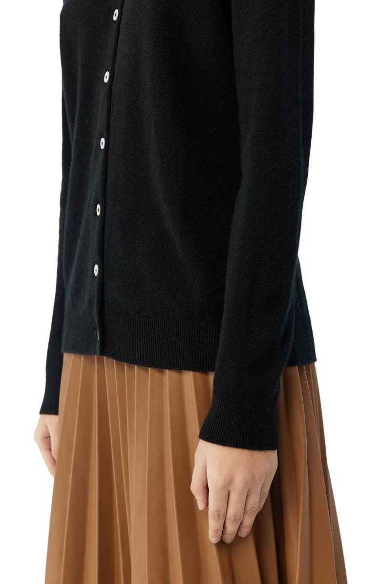 GOBI Mongolian Cashmere Essential Cashmere Crewneck Cardigan, Alternate, color, Black