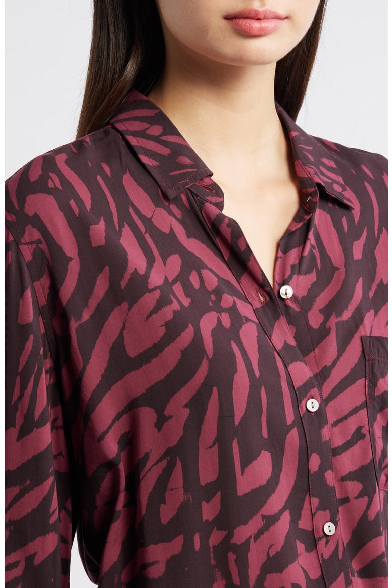 Josephine Print Button-Up Shirt, Alternate, color, OXBLOOD TIGER STRIPE