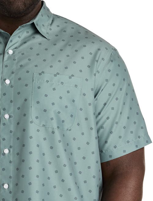 Harbor Bay By Dxl Big & Tall Microfiber Dotted Sport Shirt In Green
