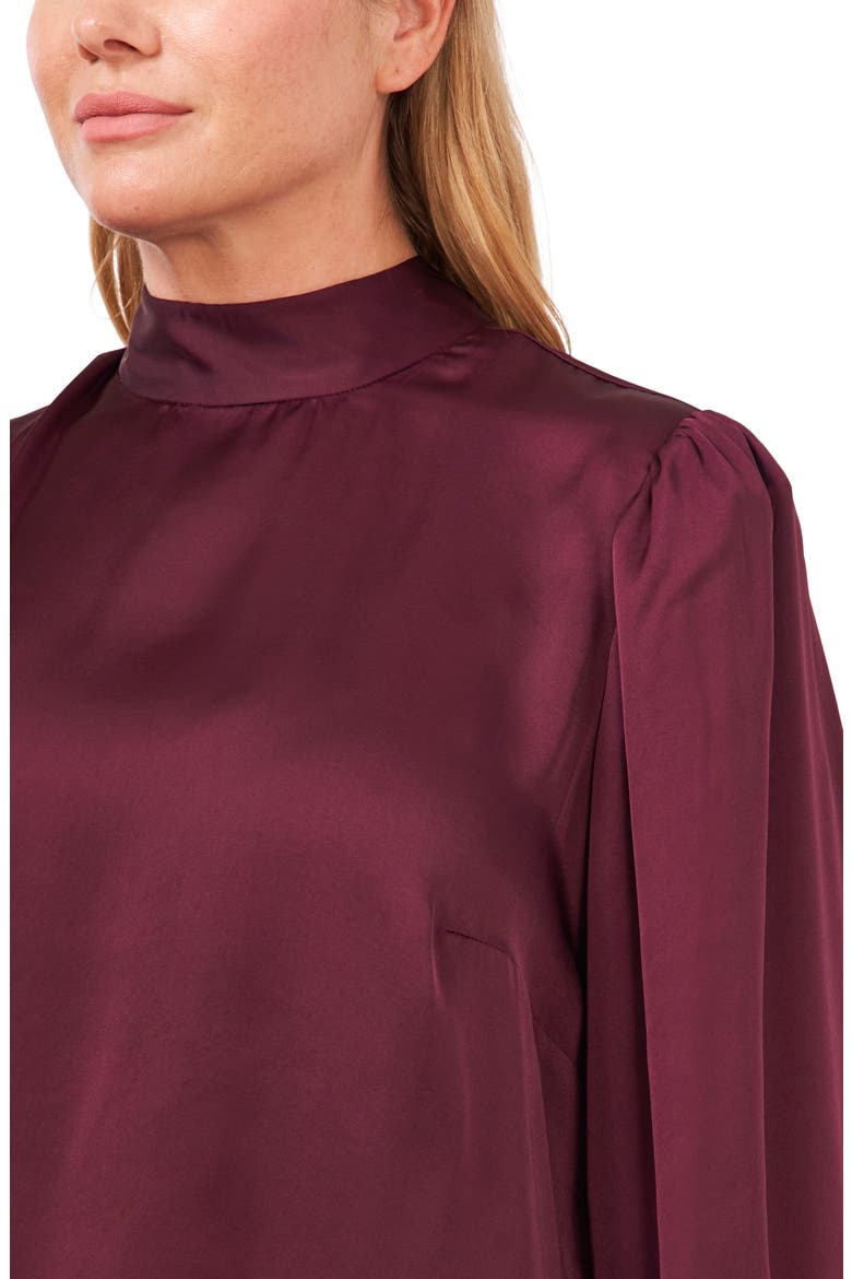 Tie Cuff Satin Top, Alternate, color, RICH CABERNET