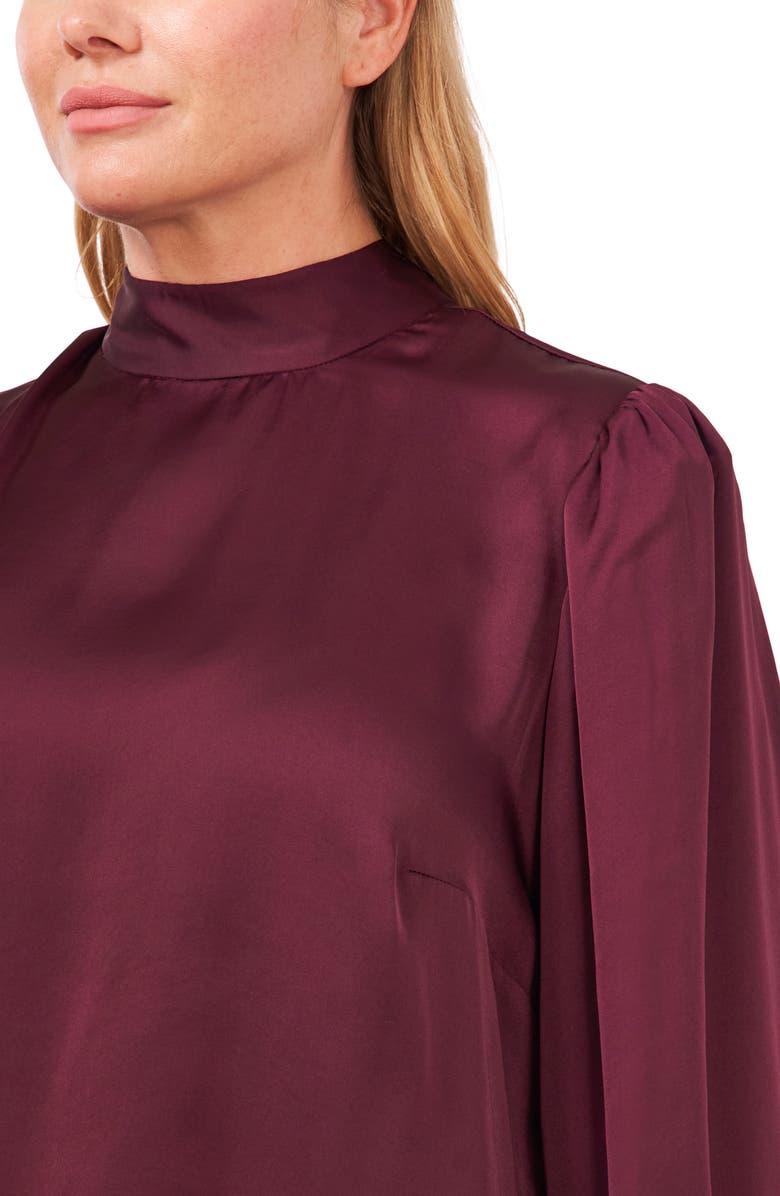 CeCe Tie Cuff Satin Top, Alternate, color, 