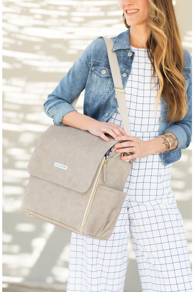 Boxy Backpack Diaper Bag, Alternate, color, GREY MATTE LEATHERETTE