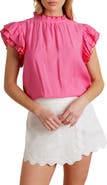 FLYING TOMATO Contrast Stitching Ruffle Top
