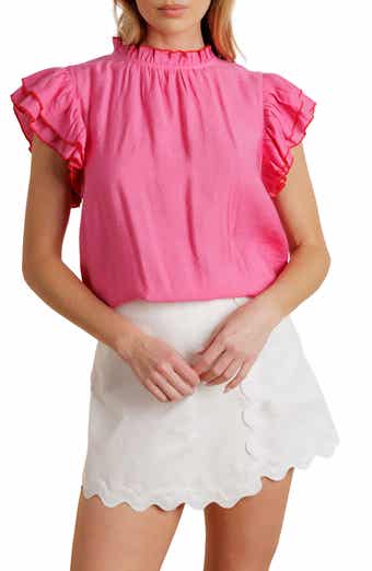 Contrast Stitching Ruffle Top