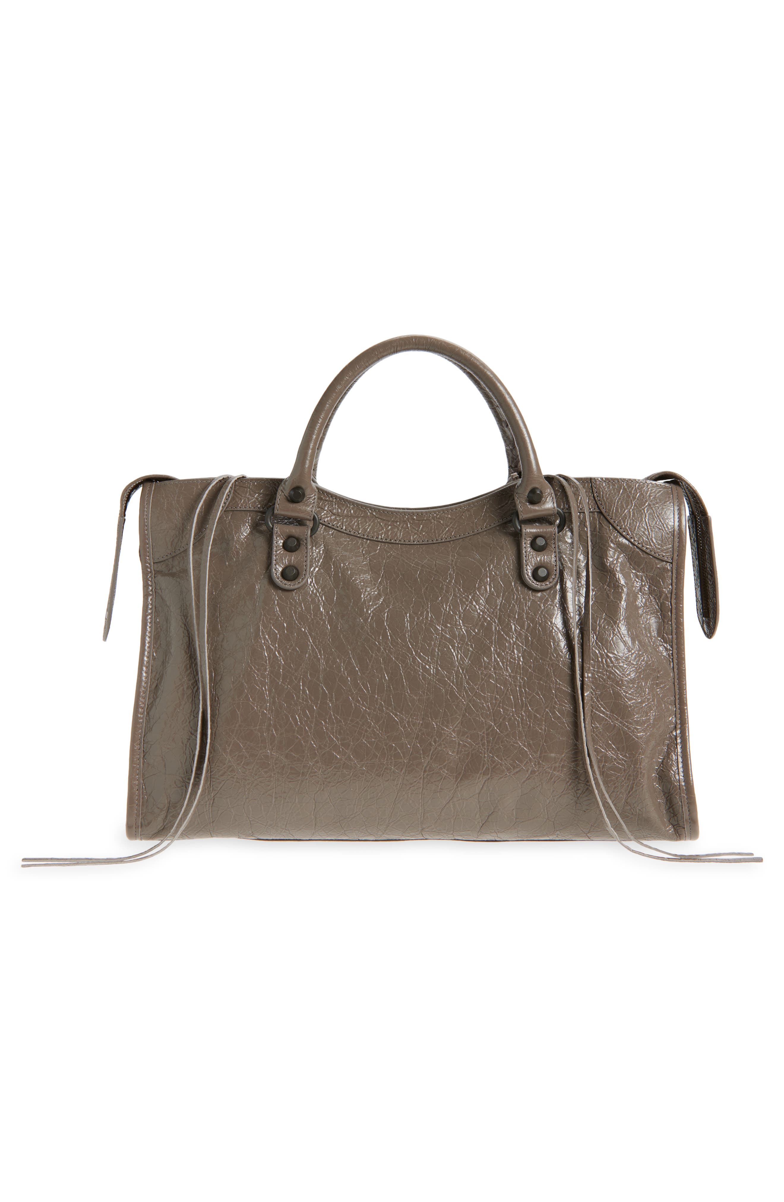 Balenciaga Medium Le City Leather Satchel, Alternate, color, 5848 Dark Noix