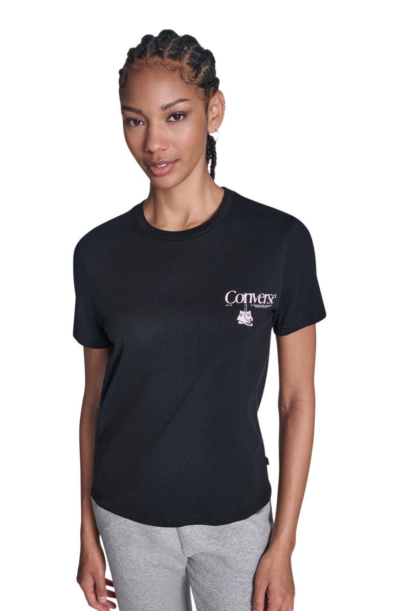 Converse Women's Hanging Shoes T-Shirt, Alternate, color, Converse Black
