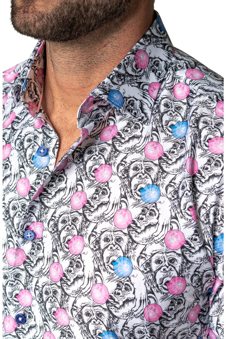 Galileo Monkeygum Short Sleeve Contemporary Fit Button-Up Shirt, Alternate, color, WHITE