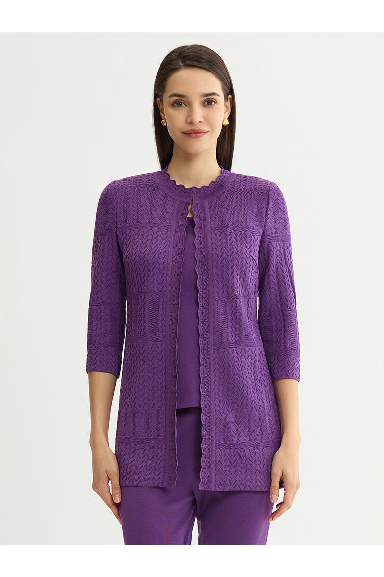 Heritage Scallop Trim Tonal Knit Jacket, Main, color, Fresh Purple