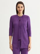 Misook Heritage Scallop Trim Tonal Knit Jacket