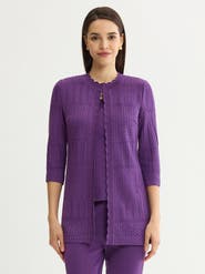 Misook Heritage Scallop Trim Tonal Knit Jacket