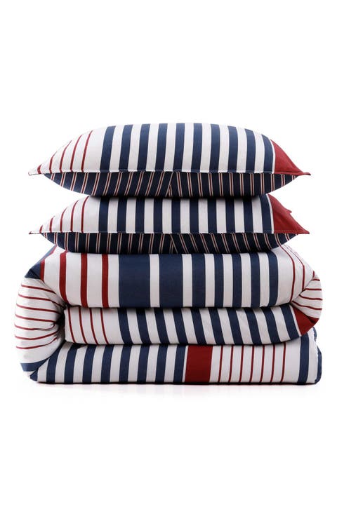 Brookyln Stripe Cotton Percale Comforter & Shams Set
