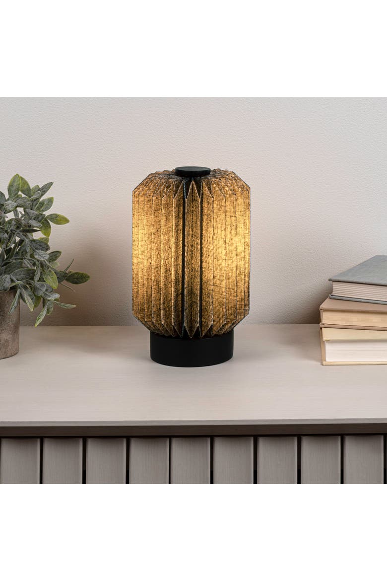 Banks Modern Minimalist Paper Pleated Column Accent LED Table Lamp, Alternate, color, Black