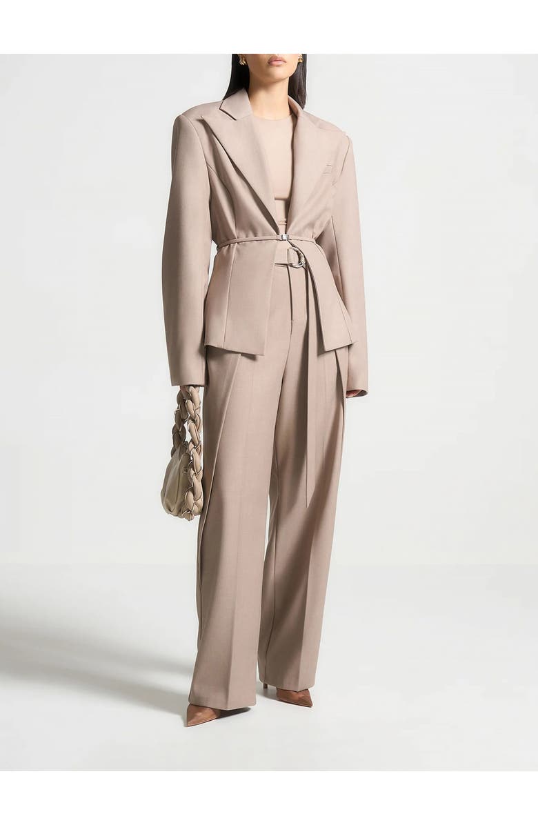 Manière De Voir Foldover Trousers with D-Ring Belt, Alternate, color, Taupe