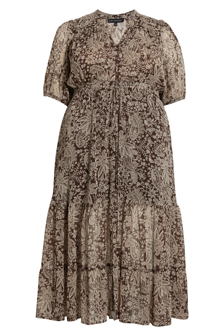 Kira Print Drawstring Maxi Dress, Alternate, color, JAVA FLORAL