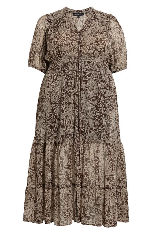 Gibsonlook Kira Print Drawstring Maxi Dress In Brown