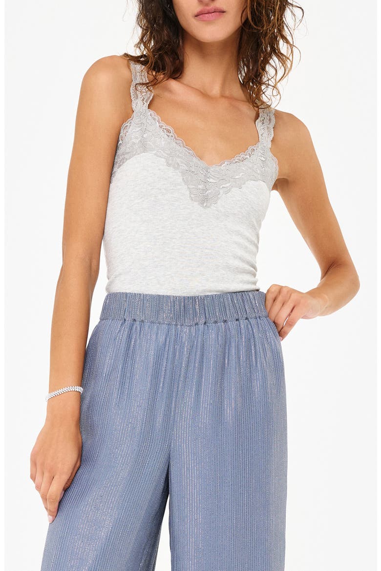 Lani Lace Trim Rib Tank Top, Main, color, HEATHER GREY