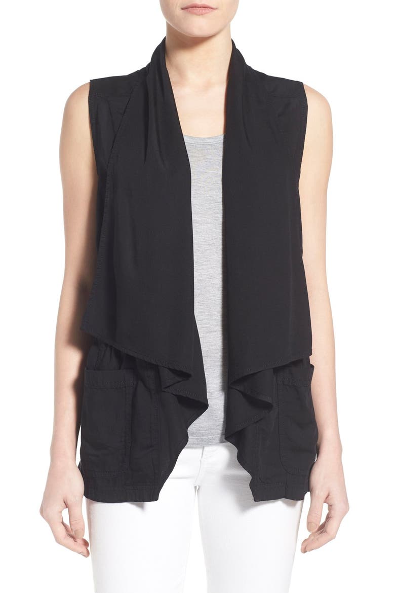 Draped Utility Vest, Main, color, BLACK