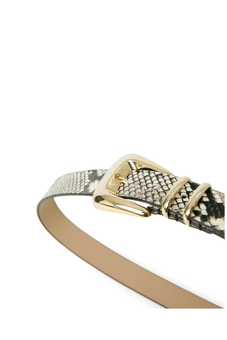 Milan Python Print Leather Belt, Alternate, color, WHITE/ GOLD