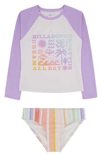 Billabong Kids' Sandy Day Rashguard Top & Bikini Bottoms Set