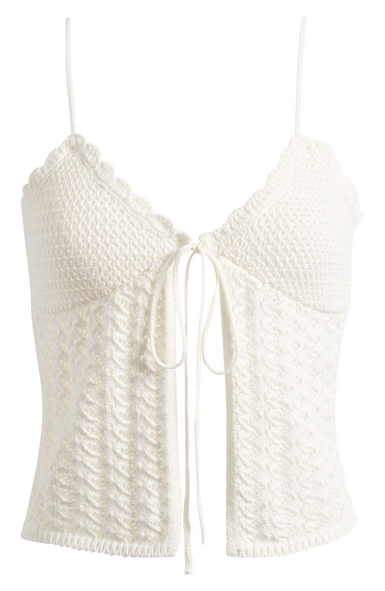 PacSun Leena Open Stitch Tie Front Cotton Camisole, Alternate, color, Sand