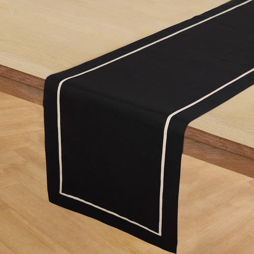 Solino Home Linen Table Runner In Black