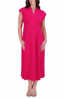 Kensie Collar Cotton Midi Dress