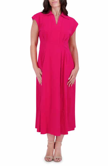 Kensie Collar Cotton Midi Dress