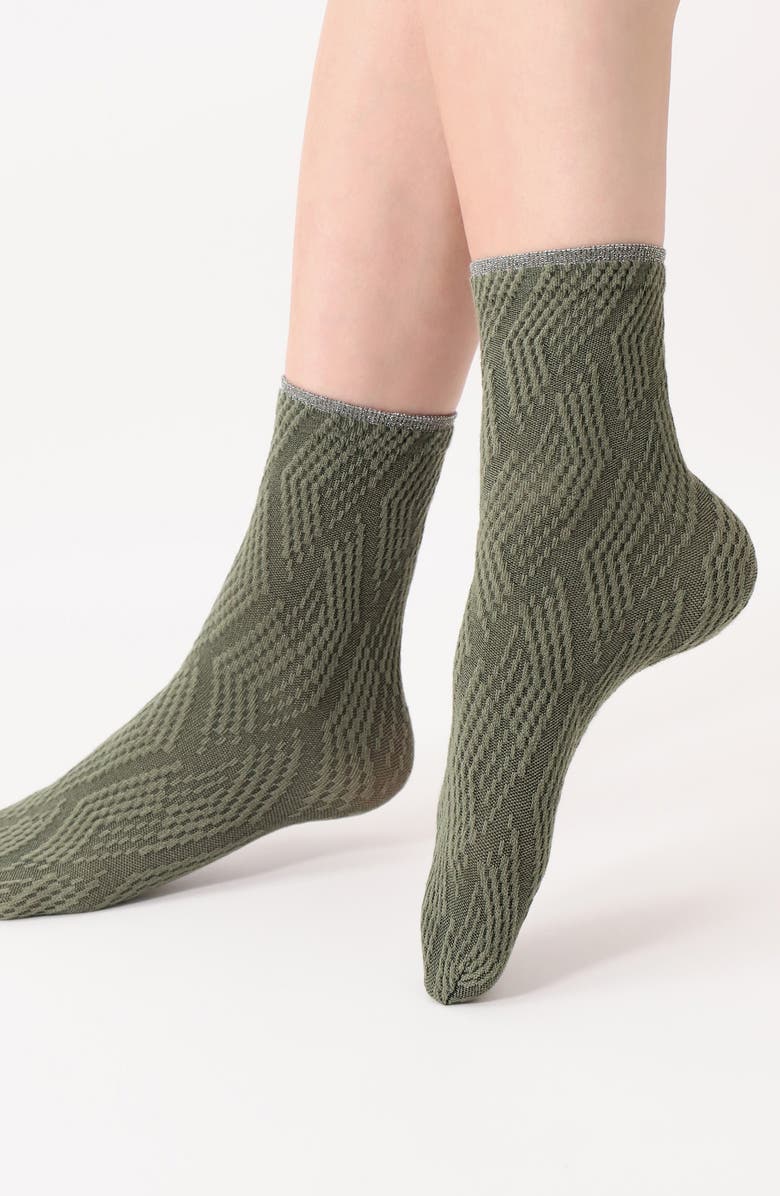 Oroblu Assorted 2-Pack Jacquard Crew Socks, Alternate, color, Anthracite/ Military