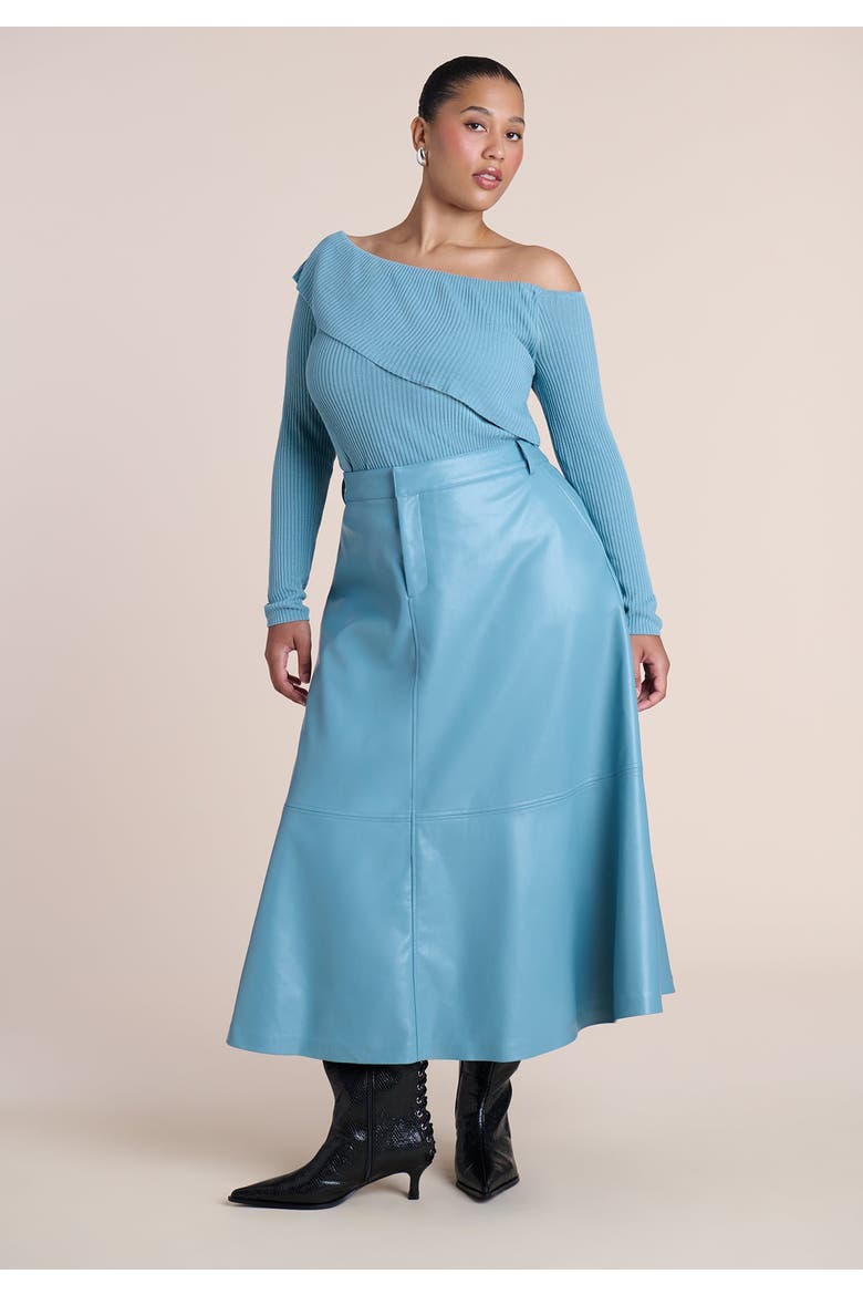 Ribbed Off The Shoulder Sweater, Alternate, color, CAMEO BLUE