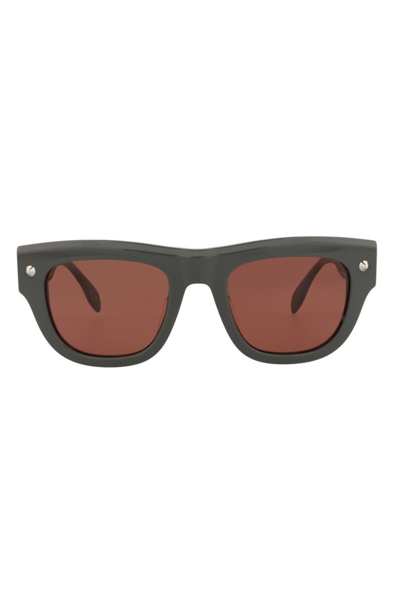 McQueen 51mm Square Sunglasses, Main, color, Grey Grey Brown