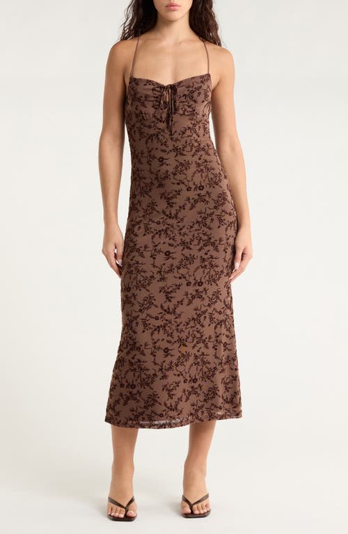 Pacsun Hazel Burnout Velvet Slipdress In Brown